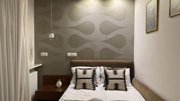 2 bedrooms, laptop workspace, soundproofing, iron/ironing board