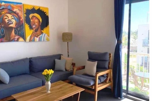 A trendy seating area in your private living room!