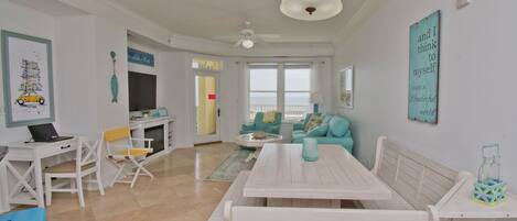 TV, fireplace, video games, DVD player