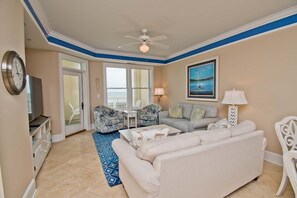 Smart TV, fireplace, table football - Grande Villas L-3, Oceanfront Condo in Indian Beach, NC! (Indian Beach)