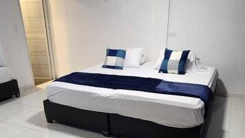 Hypo-allergenic bedding, pillow-top beds, desk, laptop workspace