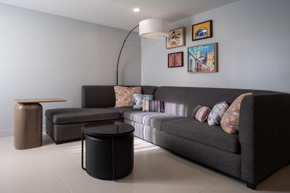 55-inch flat-screen TV with satellite channels