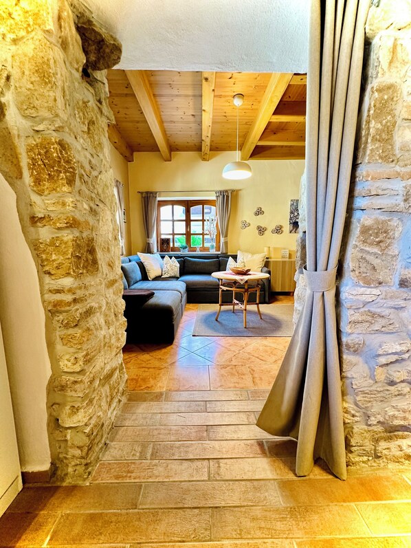 Smart TV, chimenea y libros