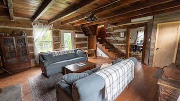 Smart TV, chimenea y libros