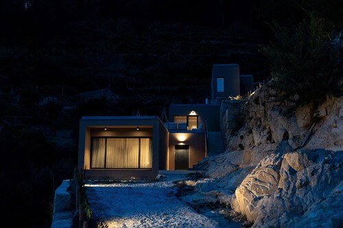 Modern house near waterfall with fluvial beach and amazing view over Douro river