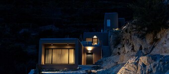 Modern house near waterfall with fluvial beach and amazing view over Douro river