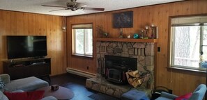 TV, fireplace - Mountain Life On Deck: Old School & Dog Friendly (Arnold)