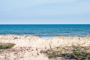 Playa en los alrededores, camastros y toallas de playa