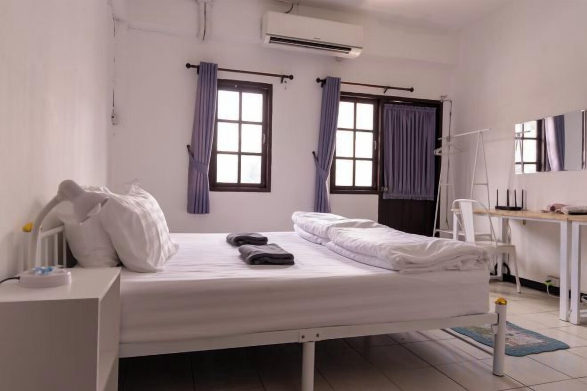 Desk, blackout drapes, iron/ironing board (on request), WiFi (free)