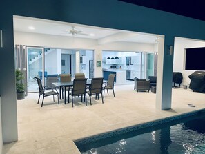 Dining - Modern 5-bedroom villa in Long Bay, steps from the beach, with private pool. (Long Bay Hills)