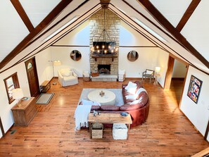 Smart TV, fireplace, video games, DVD player