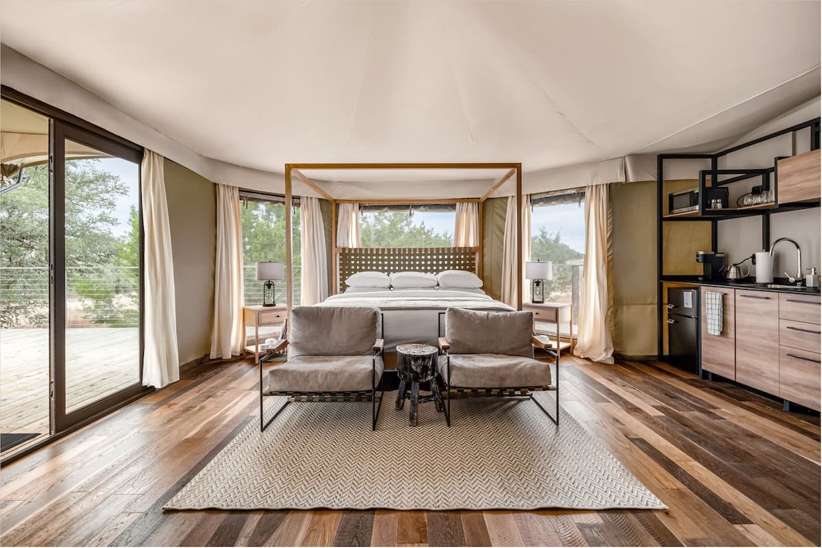 Luxury Tent, 1 Bedroom, Hill View | Egyptian cotton sheets, premium bedding, memory foam beds, minibar