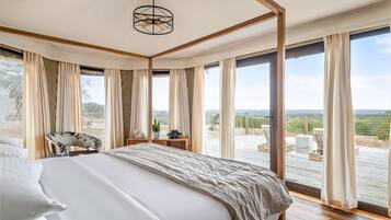 Tente Luxe, 1 très grand lit, terrasse, vue établissement | Draps en coton égyptien, literie de qualité supérieure