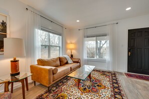 TV, fireplace - Chic Erie Vacation Rental ~ 14 Mi to Boulder! (Erie)
