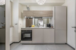 Oven, stovetop, dishwasher, coffee/tea maker