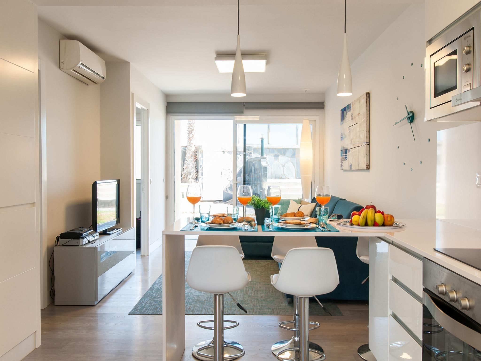 Fridge, microwave, oven, toaster