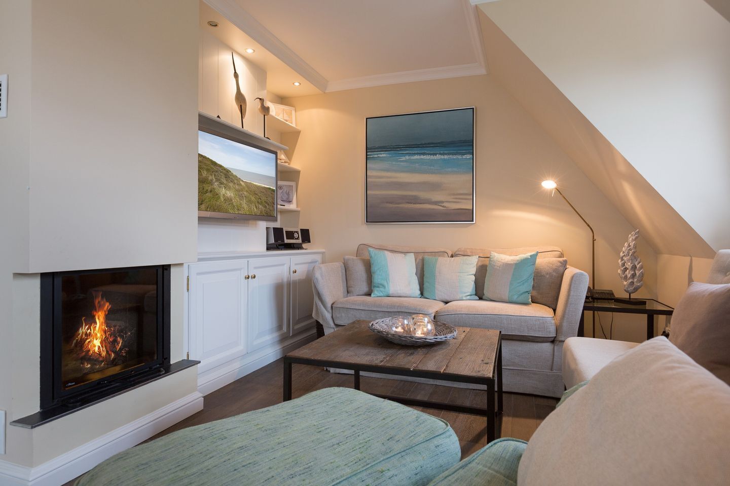 TV, peis, DVD-spiller og stereoanlegg