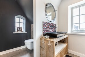Hair dryer, towels, soap