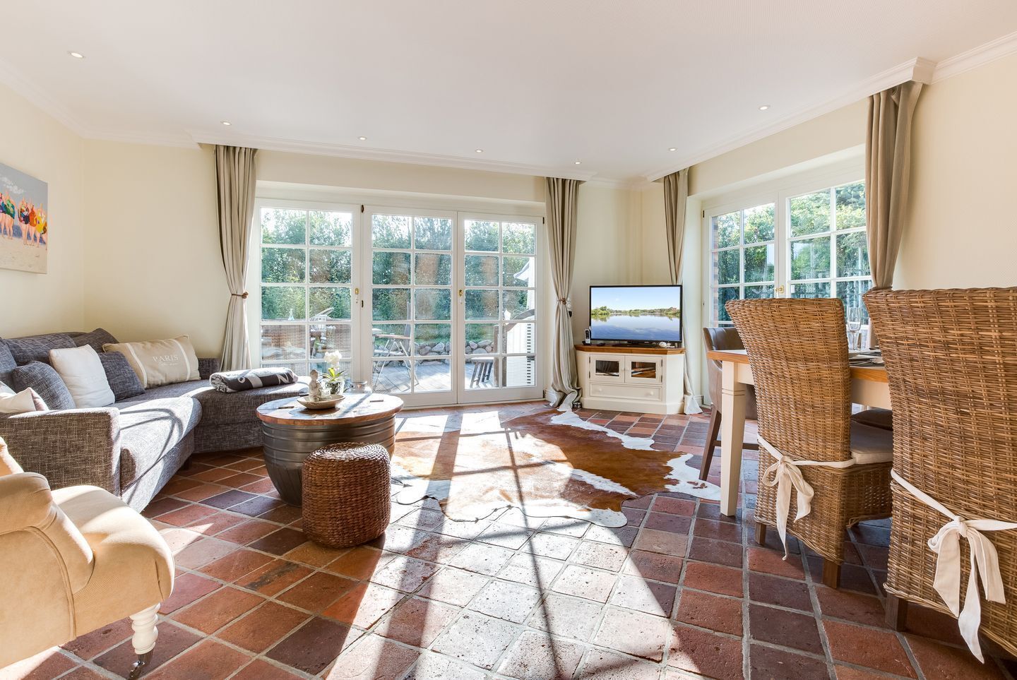 TV, DVD player, stereo