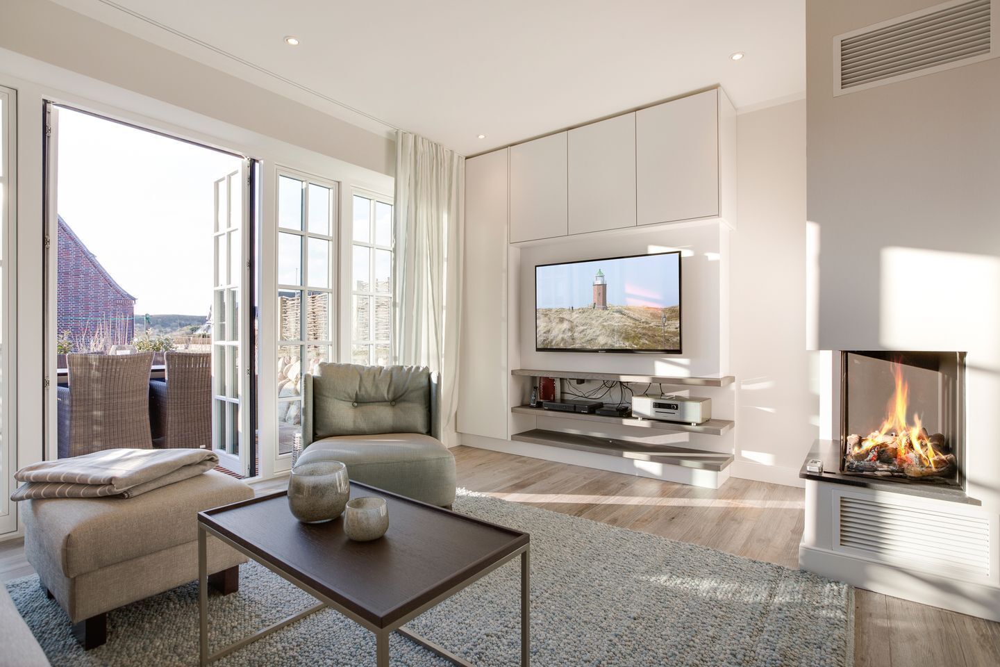 TV, DVD player, stereo