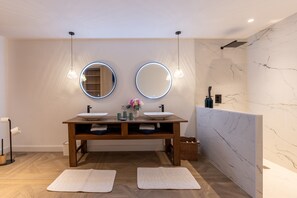 Ducha, secador de pelo, toallas