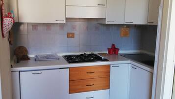 Kühlschrank, Herdplatte, Wasserkocher mit Kaffee-/Teezubehör