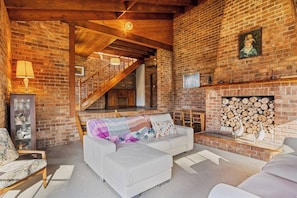 Fireplace, computer monitors