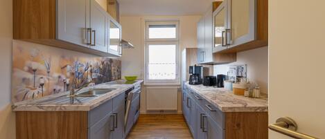 Fridge, oven, stovetop, dishwasher