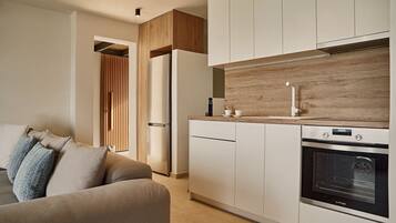 Full-size fridge, microwave, oven, dishwasher