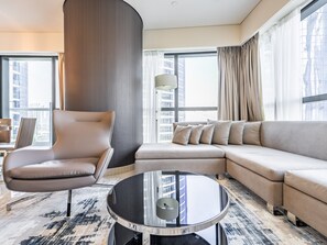 Deluxe Apartment | Living room - Midtown Gem, Luxurious Apartment With Balcony (Dubai)