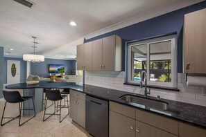 Fridge, microwave, oven, stovetop - Coastal Sarasota Pool Home near Siesta Key Beach (Sarasota)