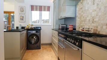 Fridge, dishwasher, electric kettle, toaster