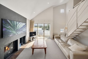 TV, fireplace