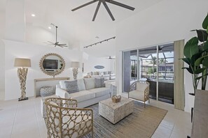 House, Multiple Beds (Waterfront oasis with pool, kayaks an) | Living area - Waterfront Oasis With Pool, Kayaks and Steps to Beach (Marco Island)