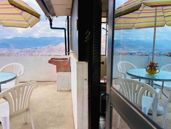 Enjoy a city view from the balcony, where you can sit and relax with a cup of tea.
