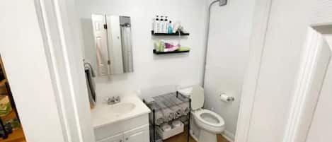 Soap, shampoo, toilet paper
