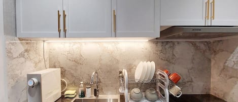 Apartment | Private kitchen | Full-size fridge, stovetop