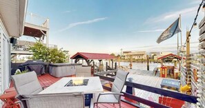 Outdoor dining - Oceanview Riverfront retreat w/ hot tub and private dock! - 10 min from DE Turf (Frederica)