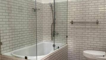 Shower, towels, soap, shampoo