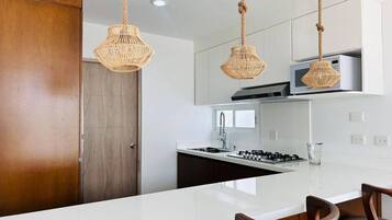 Frigorífic, microones, placa de cuina i cafetera i tetera