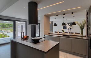 Fridge, oven, dishwasher, coffee/tea maker