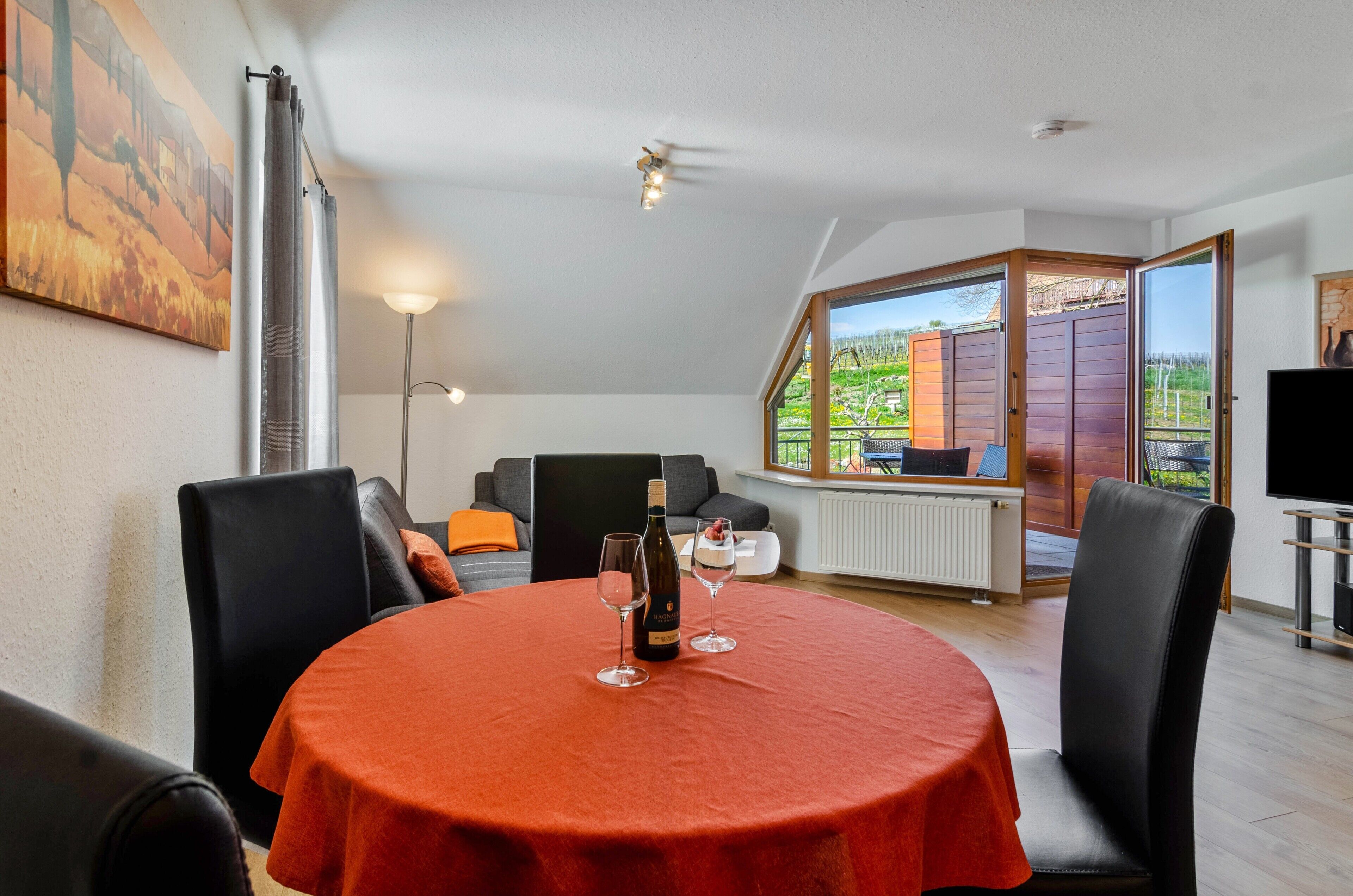 Fernseher, Tischtennisplatte, Stereoanlage