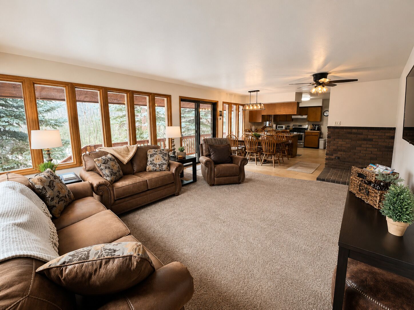 TV, fireplace, foosball, table tennis
