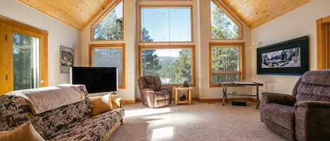 TV, fireplace