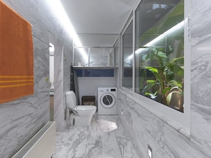 Douche, serviettes fournies