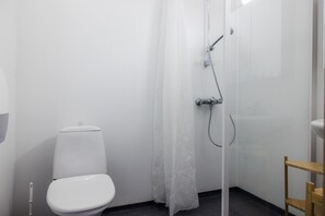 Familie vierpersoonskamer | Badkamer | Een douche,  milieuvriendelijk toiletgerief, zeep, toiletpapier