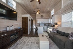 Televisión, chimenea, oficina