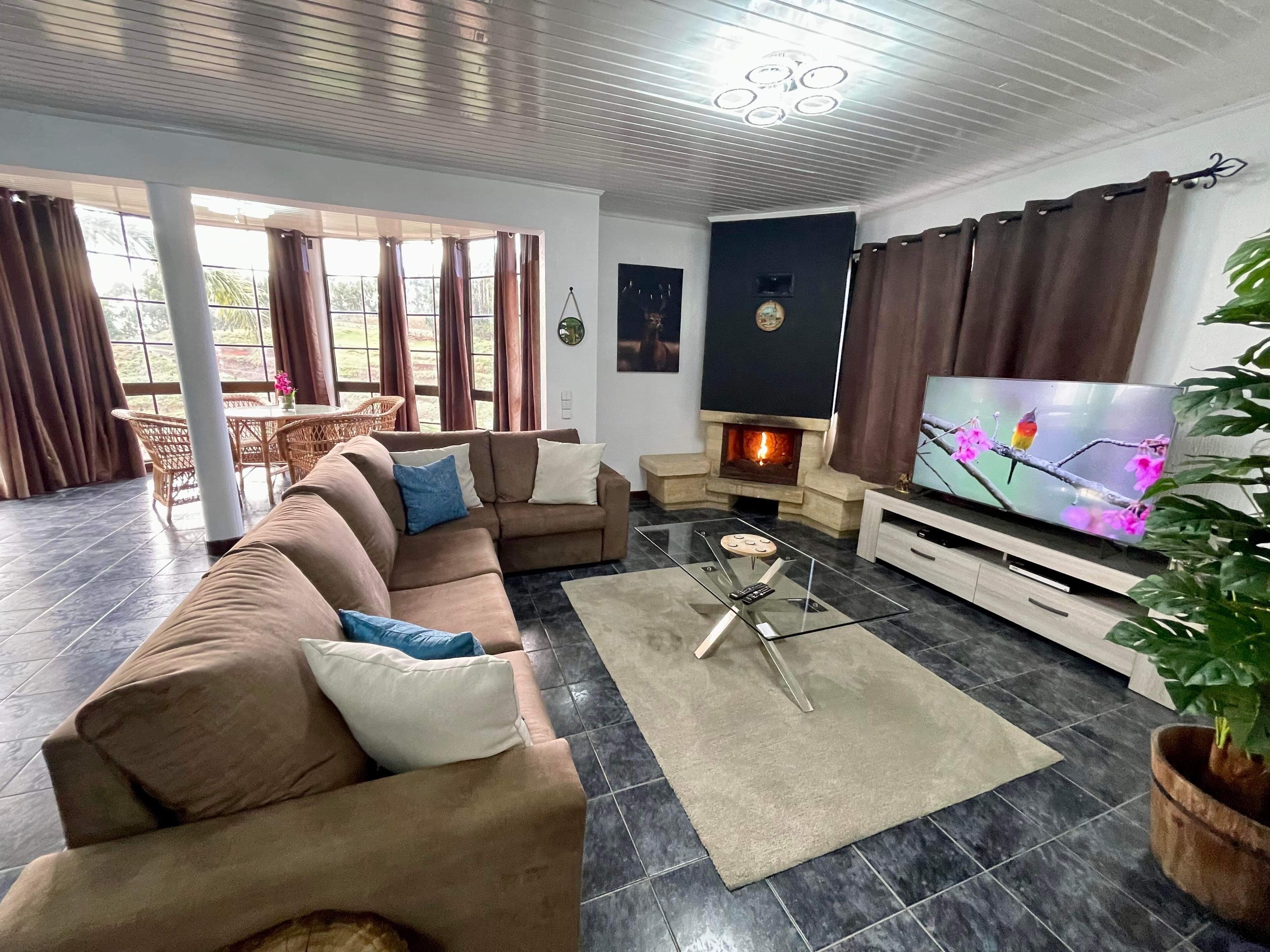 Una Smart TV, una chimenea
