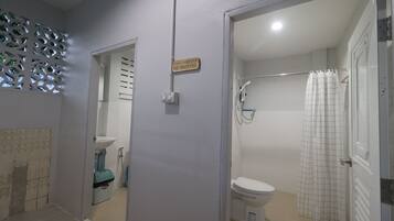 Shower, soap, shampoo, toilet paper