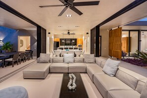 Smart TV, stereo - Luxury Oceanfront Villa w/ Pools & Elevator (Huatulco)